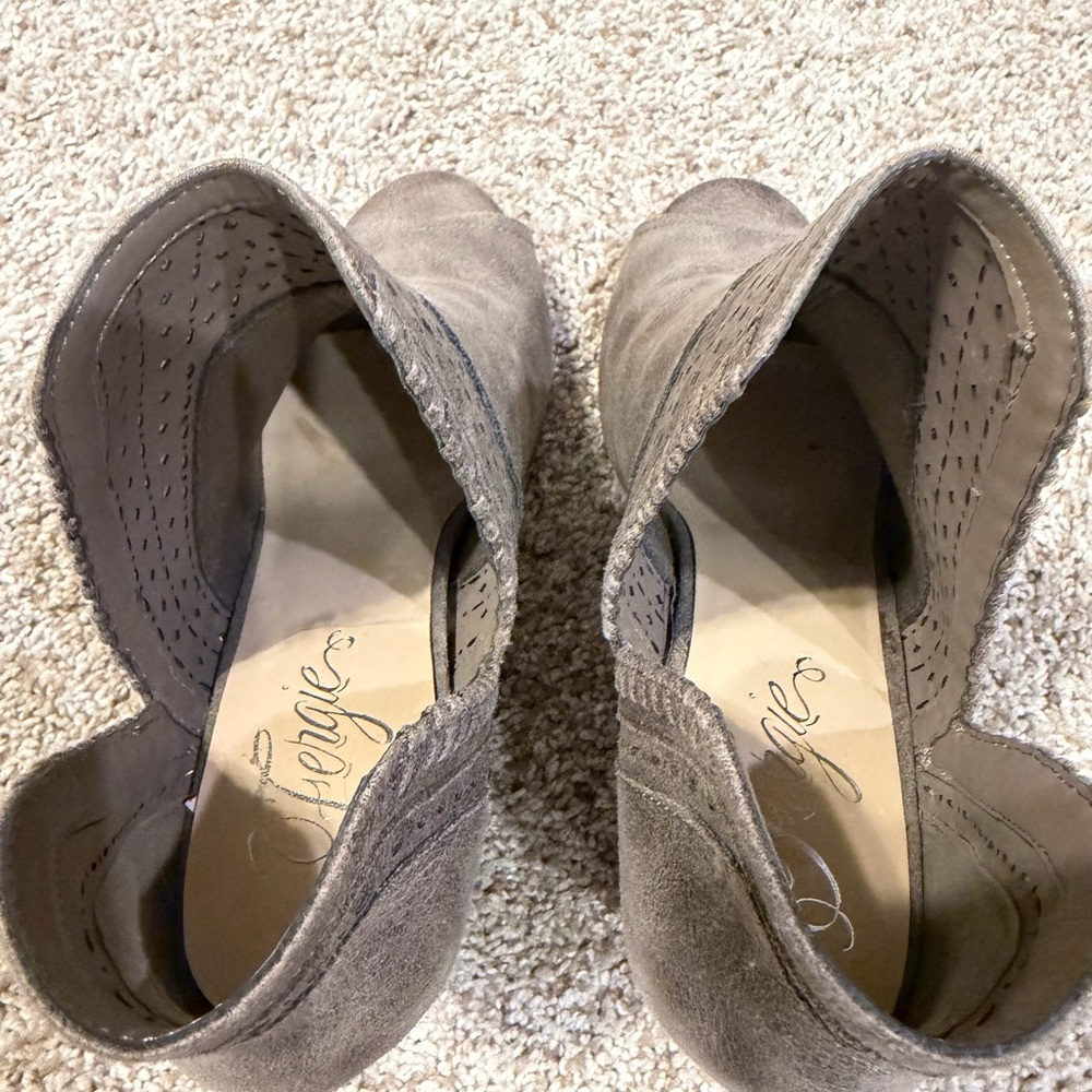 Fergie Women's Taupe Peep-Toe Ankle Boots - Picture 4 of 8